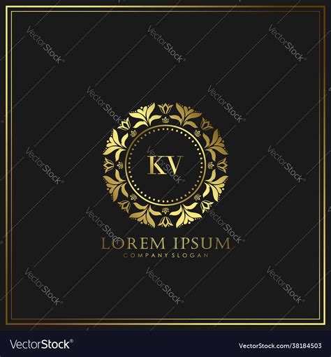 Kv Initial Letter Luxury Logo Template In Art Vector Image