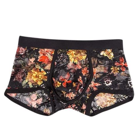 Hommes Sexy Lingerie Dentelle Boxer Slips Sous Vêtements Respirants