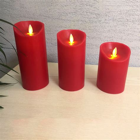 Battery Operated Flameless Red Candle With Swing Wick Dancing Flame