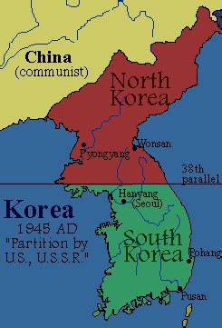 Korea divided at 38th Parallel after WWII - The Korean War