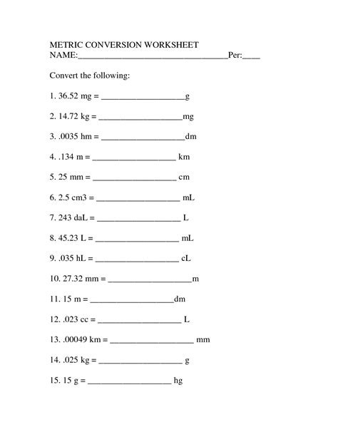 Unit Conversion Worksheet Physics