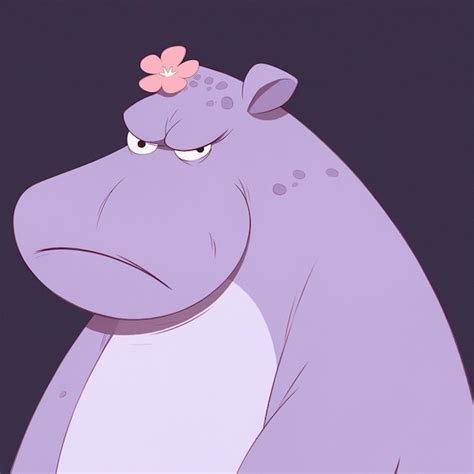 Premium AI Image There Is A Cartoon Hippo With A Flower On Its Head