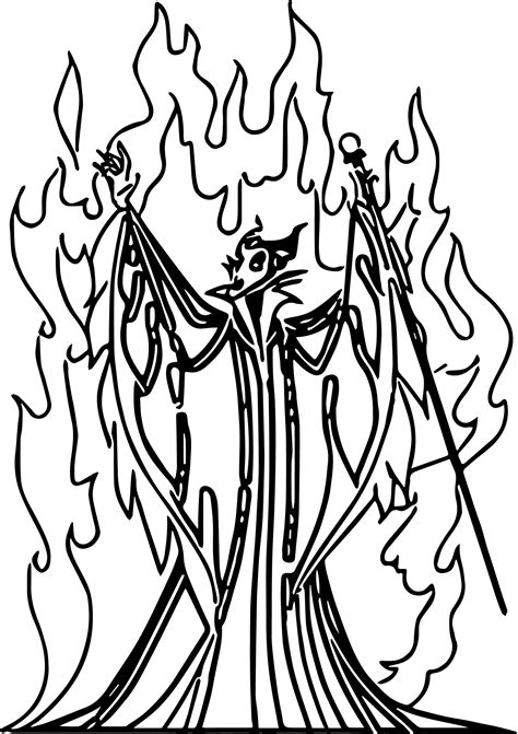 Aurora Maleficent Fire Coloring Page Wecoloringpage