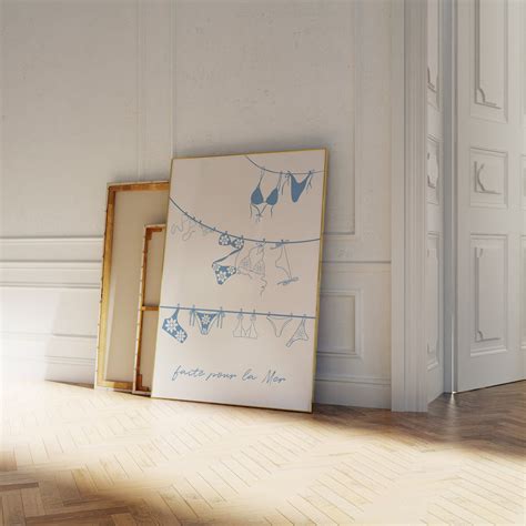 Blue Bikini Wall Art Coquette Room Decor Vintage Decor Preppy Dorm