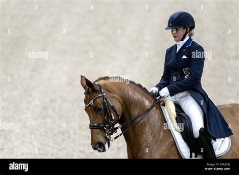 Den Bosch Emma Kanerva Fin On Greek Air In Action On The Dressage