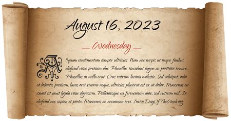 What Day Of The Week Was August 16, 2023?