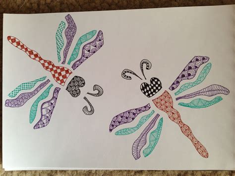 Zentangle Inspired Art Dragonflies From A Stencil Inspire Art