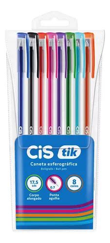 Caneta Esferogr Fica Cis Tik Ponta Agulha Mm Cores Tinta Azul