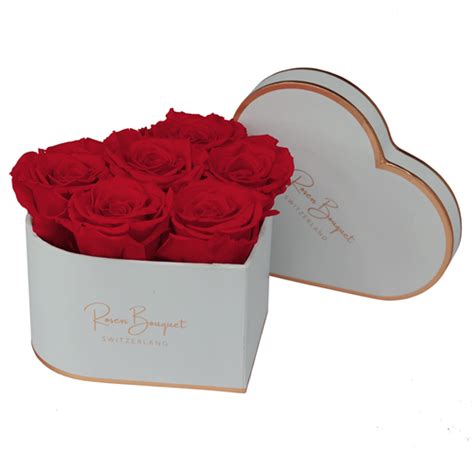 Weisse Herzbox M Rote Rosen RosenBouquet Ch