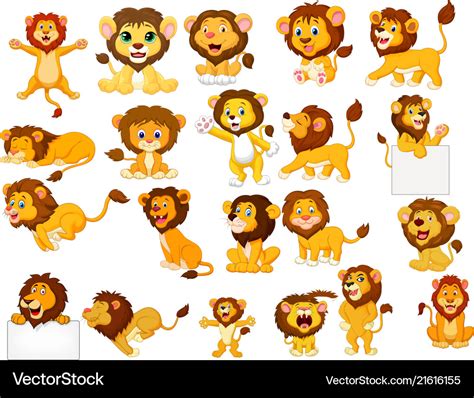 Cartoon Lions Collection Set Royalty Free Vector Image