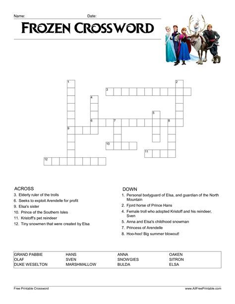 Disney Crossword Puzzles Printable For Adults