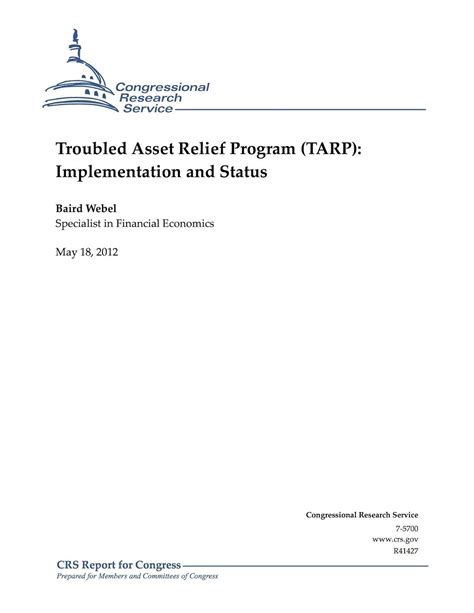 Troubled Asset Relief Program Tarp Implementation And