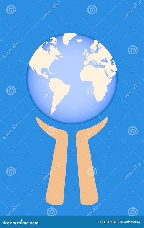 Two Hands Holding The Globe Earth Stock Vector Illustration Of