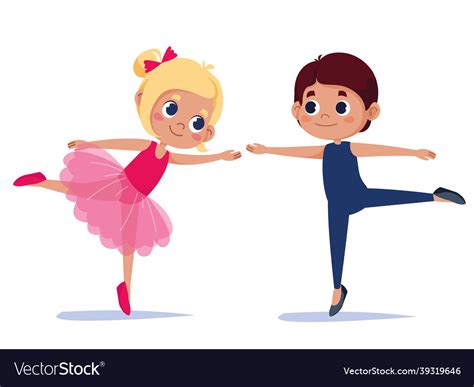 Ballet Boy And Girl Cartoon Children Royalty Free Vector