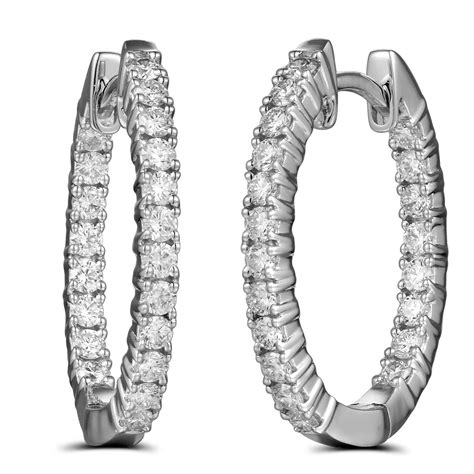 18ct White Gold 077ct Diamond Hoop Earrings