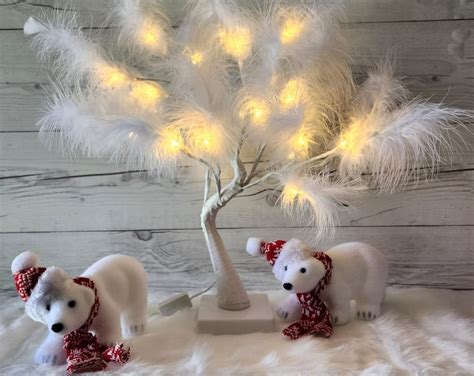 White Feather Christmas Tree With Lights White Feather Tabletop