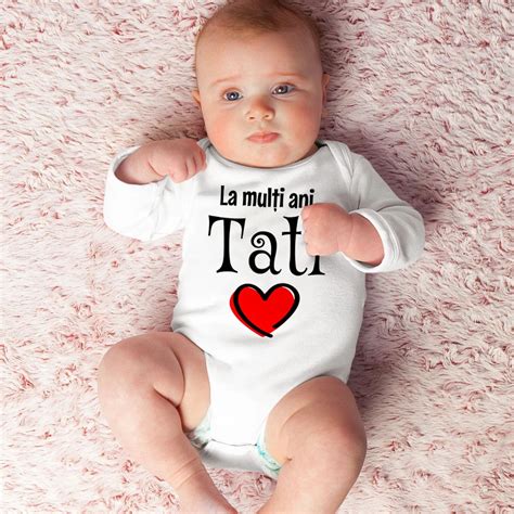 Body Cu Maneca Lunga Bebe Personalizat Cu Mesaj La Multi Ani Tati