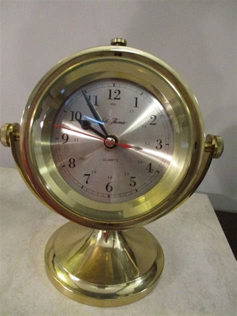 Seth Thomas Polished Brass Nautical Ship Desk Clock Schooner