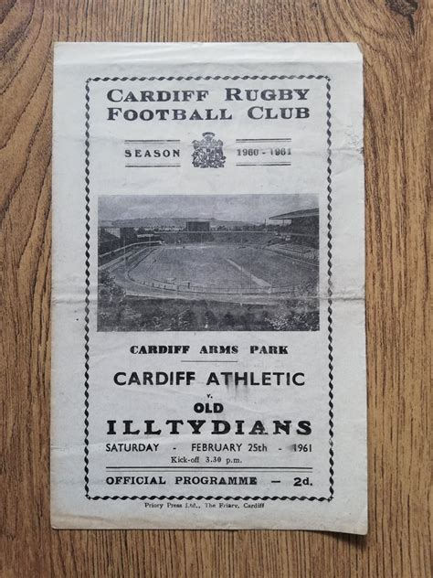 Cardiff Athletic Vs Old Illtydians Feb 1961 Rugby Programme