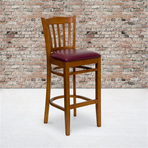 Slat Back Bar Stool 29", Cherry and Burgundy - Walmart.com - Walmart.com