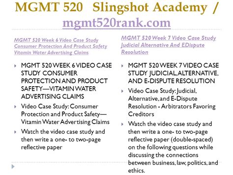 MGMT 520 Slingshot Academy Mgmt520rank Mgmt520rank For More