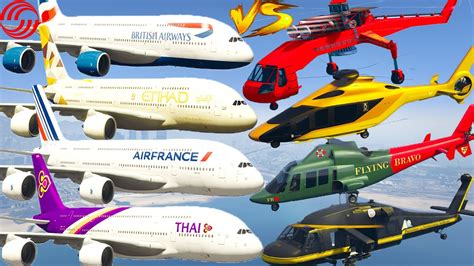 Gta V Every Helicopters Vs Airbus A Airplanes Best Extreme