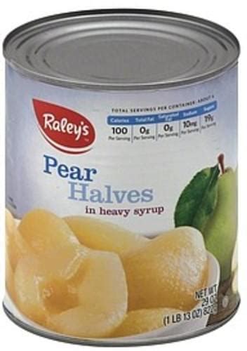 Raleys In Heavy Syrup Pear Halves Oz Nutrition Information Innit