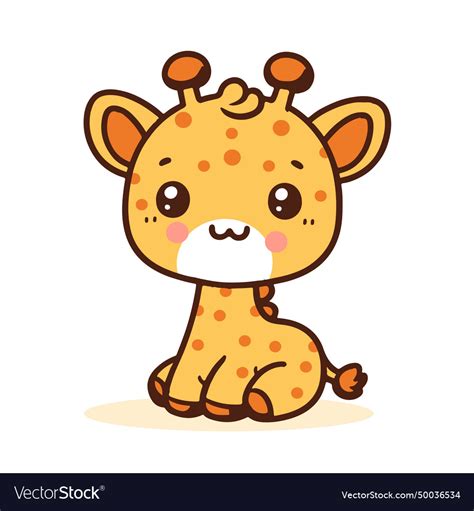 Cute Cartoon Baby Giraffe Isolated Royalty Free Vector Image