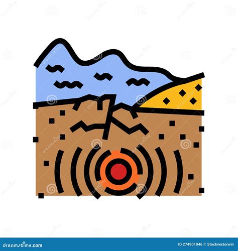 Tsunami Earthquake Color Icon Vector Illustration Stock Illustration ...