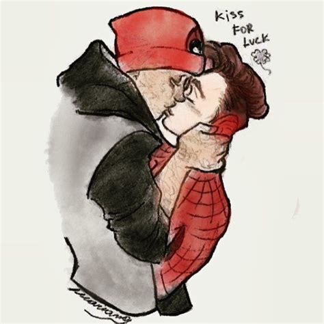 Deadpool X Spiderman Kiss