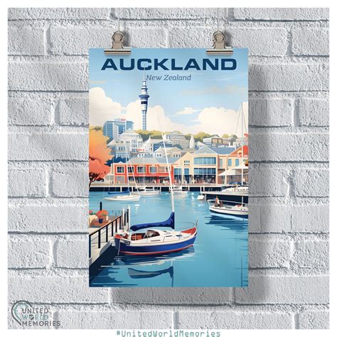 Auckland Viaduct Harbour Poster Auckland Print New Zealand Art New