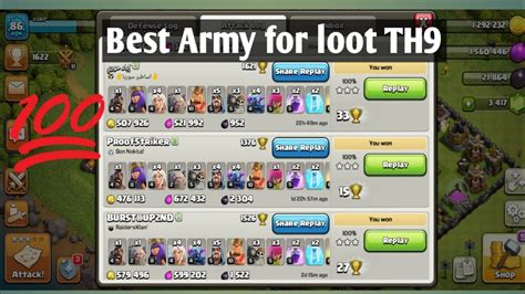 Best Th 9 Army For Loot In Cocth9 Attack Stratigie Youtube