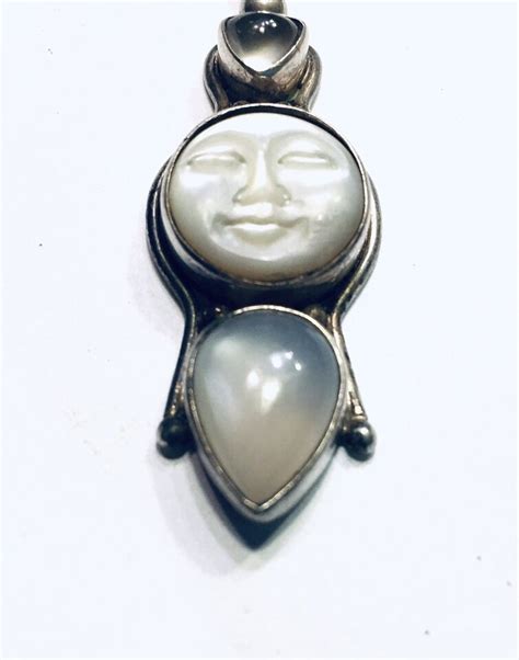 Sajen Carved Goddess Moon Face Pendant With Amethyst Gemstone Ebay