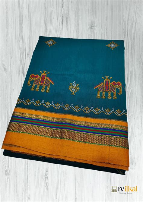 Rama Colour Traditional Work Kasuti Saree RV Ilkal Sarees