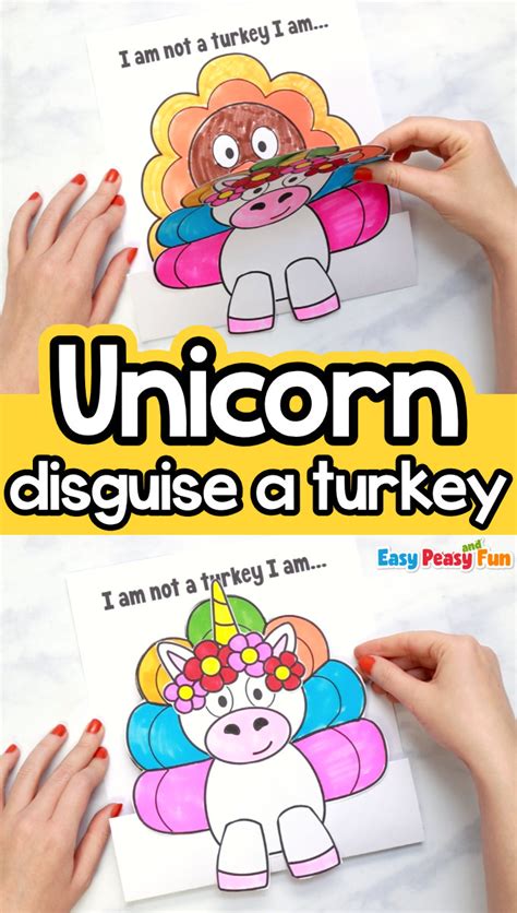 Disguise A Turkey As A Unicorn Printable Template Easy Peasy And Fun