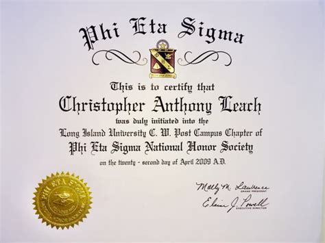 Phi Eta Sigma Honor Society Certificate Ppt