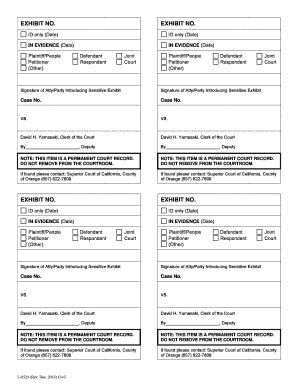 Exhibit Tags L 529 Orange County Superior Court 2020 2025 Fill