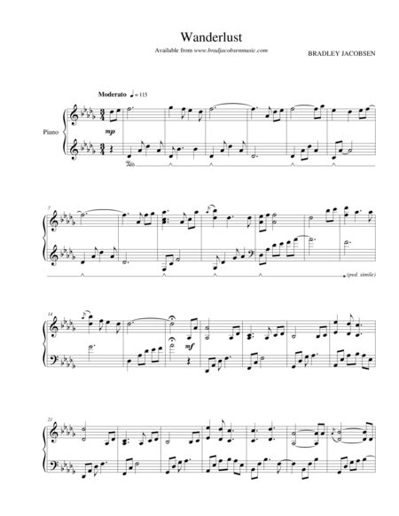 Wanderlust By Brad Jacobsen Sheet Music For Piano Solo At Sheet Music