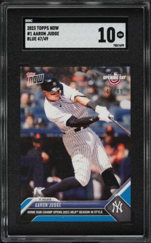 Topps Now Blue Aaron Judge Sgc Gem Mint Ebay