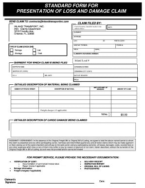 Fillable Online Original Cargo Loss Damage Claim Form Revised