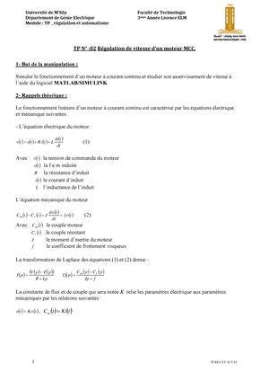 TP 01 1 réponses temporelles et Identifications des systèmes Méthode