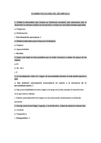 Examen Psicologia Del Desarrollo Pdf