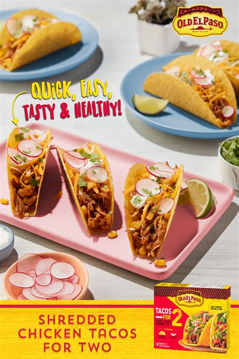 Shredded Chicken Tacos For Two And Quick Recipe Old El Paso Recipe Shredded Chicken Tacos