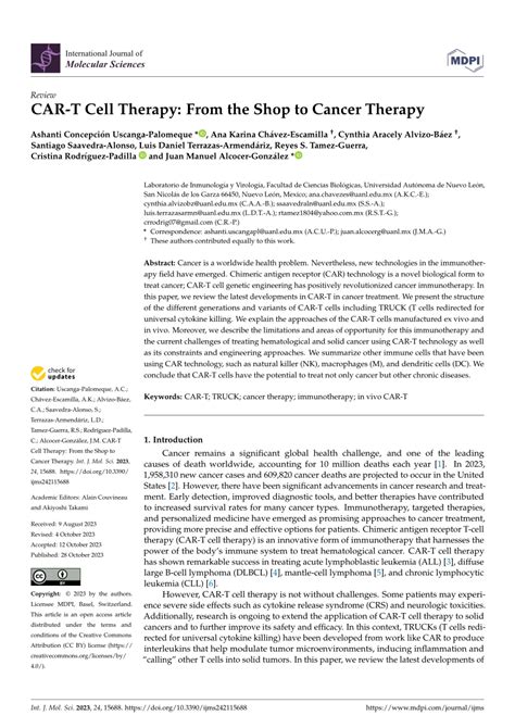 Pdf Car T Cell Therapy From The Shop To Cancer Therapy