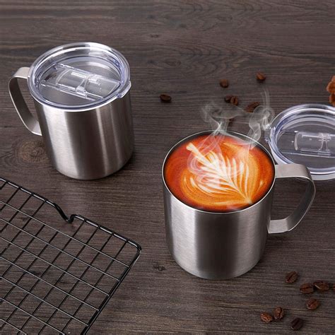 13.5 oz Single Wall Stainless Steel Coffee Mug with Lid - RakaCups ...