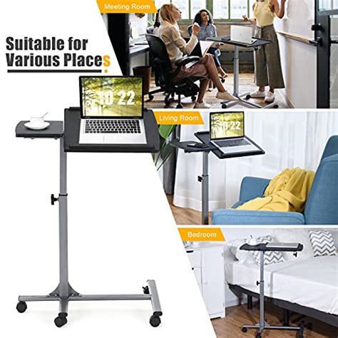 Tangkula Rolling Laptop Desk Cart Mobile Laptop Stand With Tilting