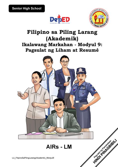 Piling Larang Akademik Q Modyul V Filipino Sa Piling Larang