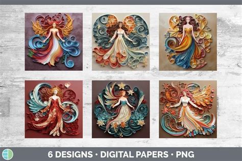 3D Christmas Angel Paper Backgrounds | Bundle Digital Scrapb