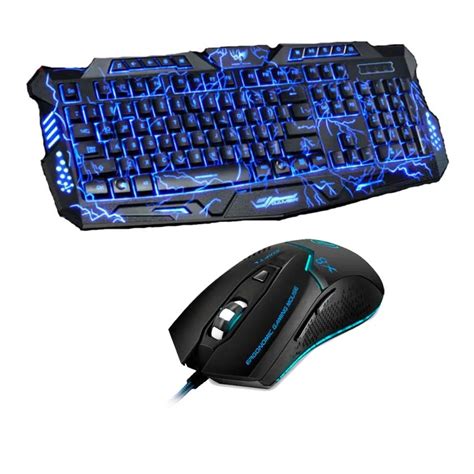 Purple/Blue/Red LED Breathing Backlight Pro Gaming Keyboard Mouse Combos USB Wired Full Key ...