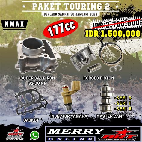 Jual Paket Touring 2 BRT Bore Up Nmax Aerox Lexi 125 Blok Casting